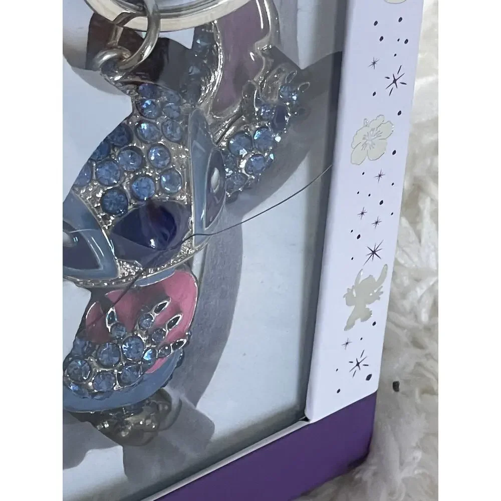 Disney Stitch Blue Rhinestone Keychain Sparkly Character Bag Key Accessory NEW